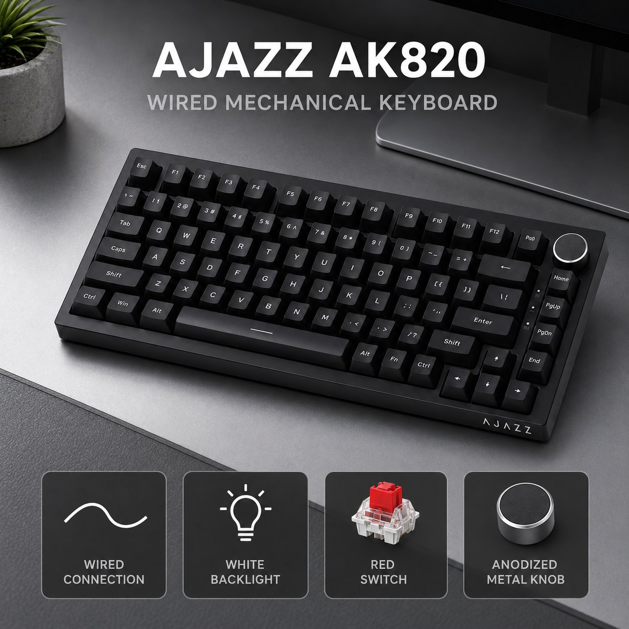 Keyboard Gaming Blue Switch - AJAZZ AK820 und AK820PRO Mechanische Gaming-Tastatur