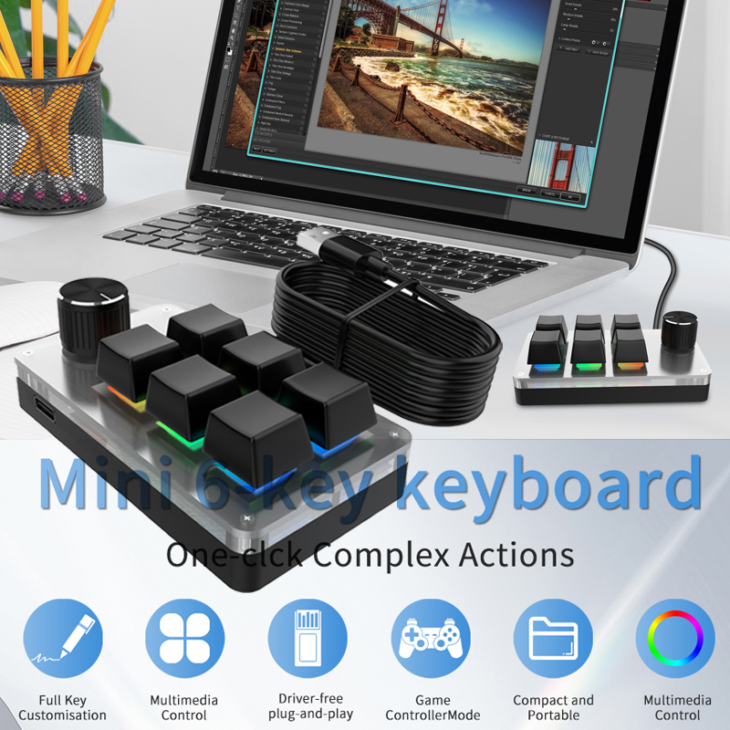 RGB 6 Tasten 1 Drehknopf Anpas – Gaming Keyboard Hot Swappable Bewertung und Preis